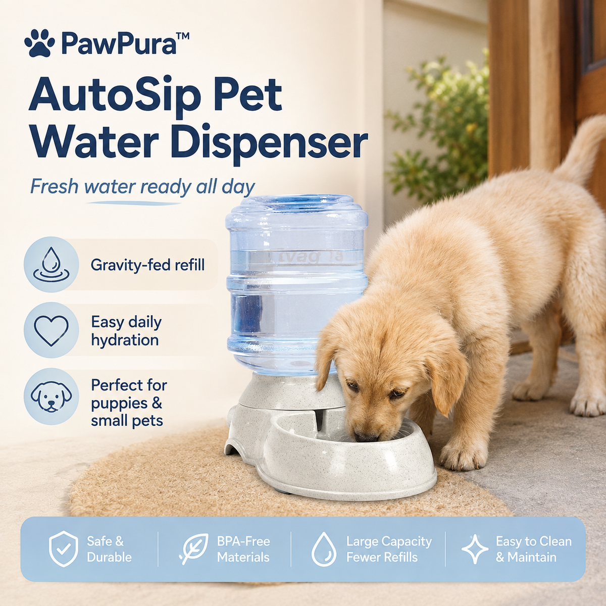 PawPura FreshFlow 3.5L Pet Water Dispenser – product photo