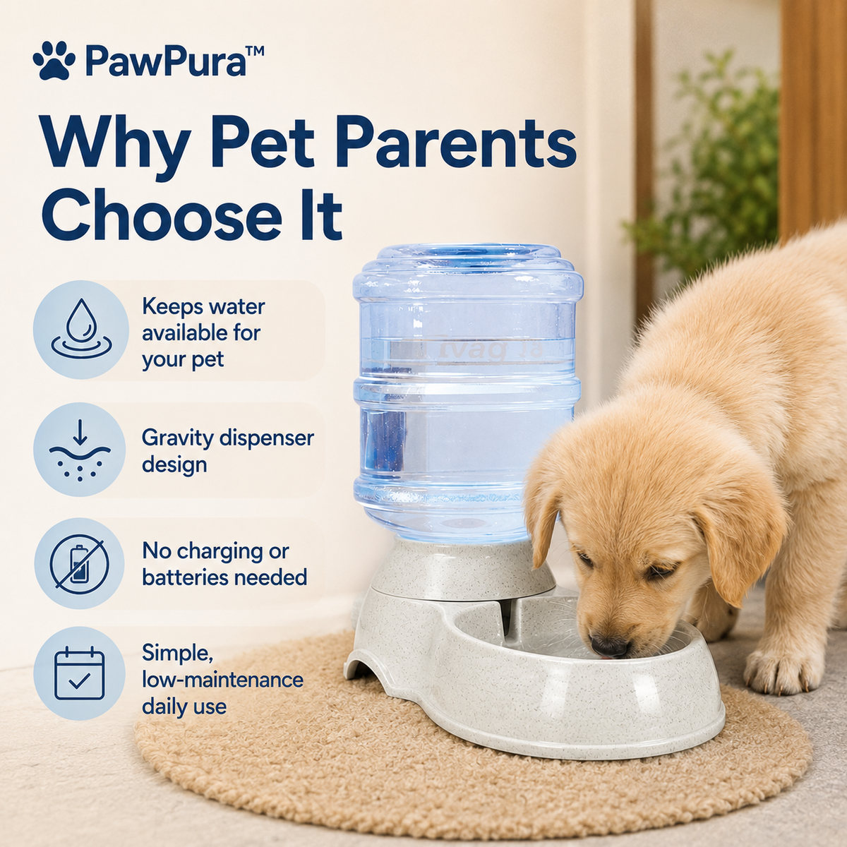 PawPura FreshFlow 3.5L Pet Water Dispenser – product photo