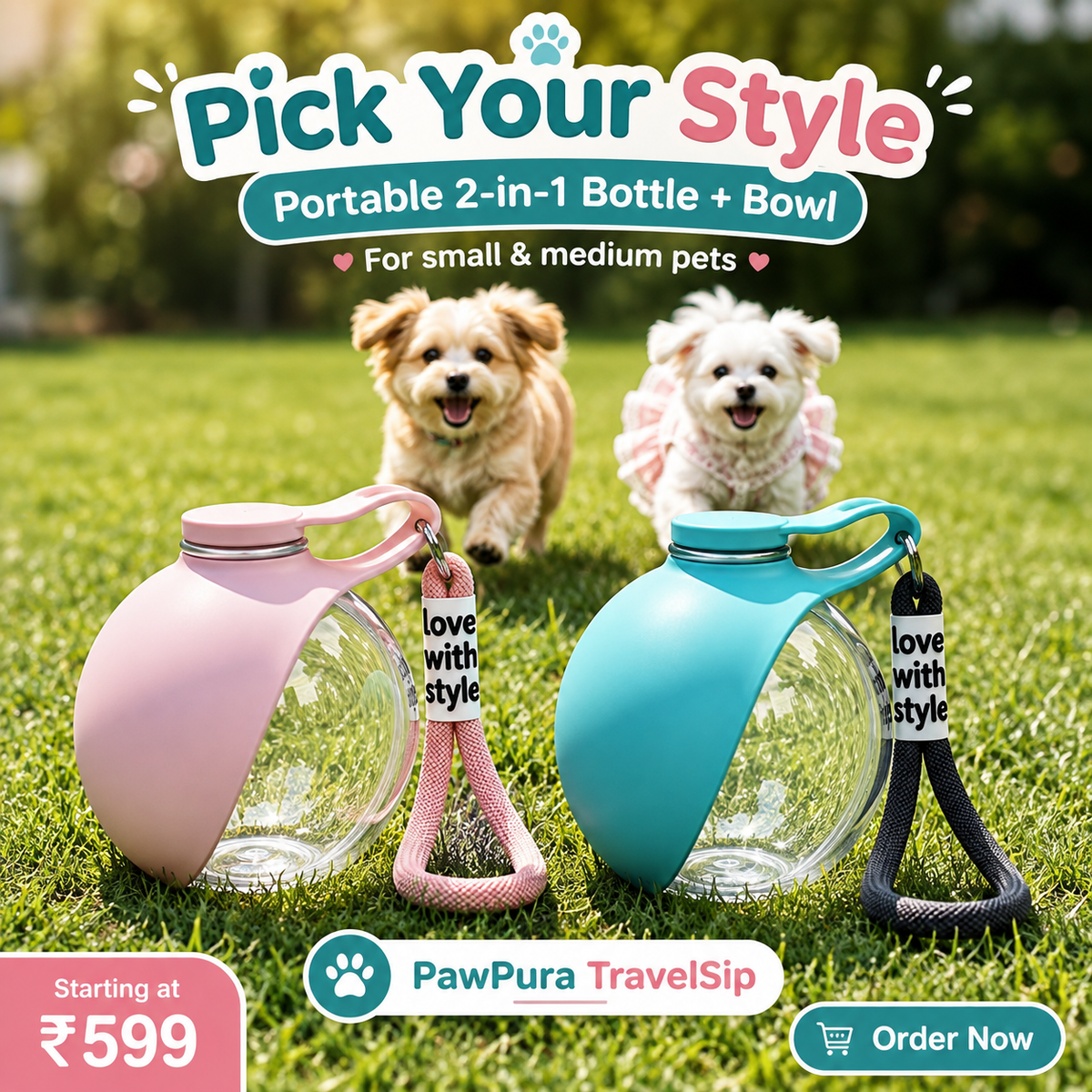 PawPura TravelSip Portable Dog Water Bottle – product photo