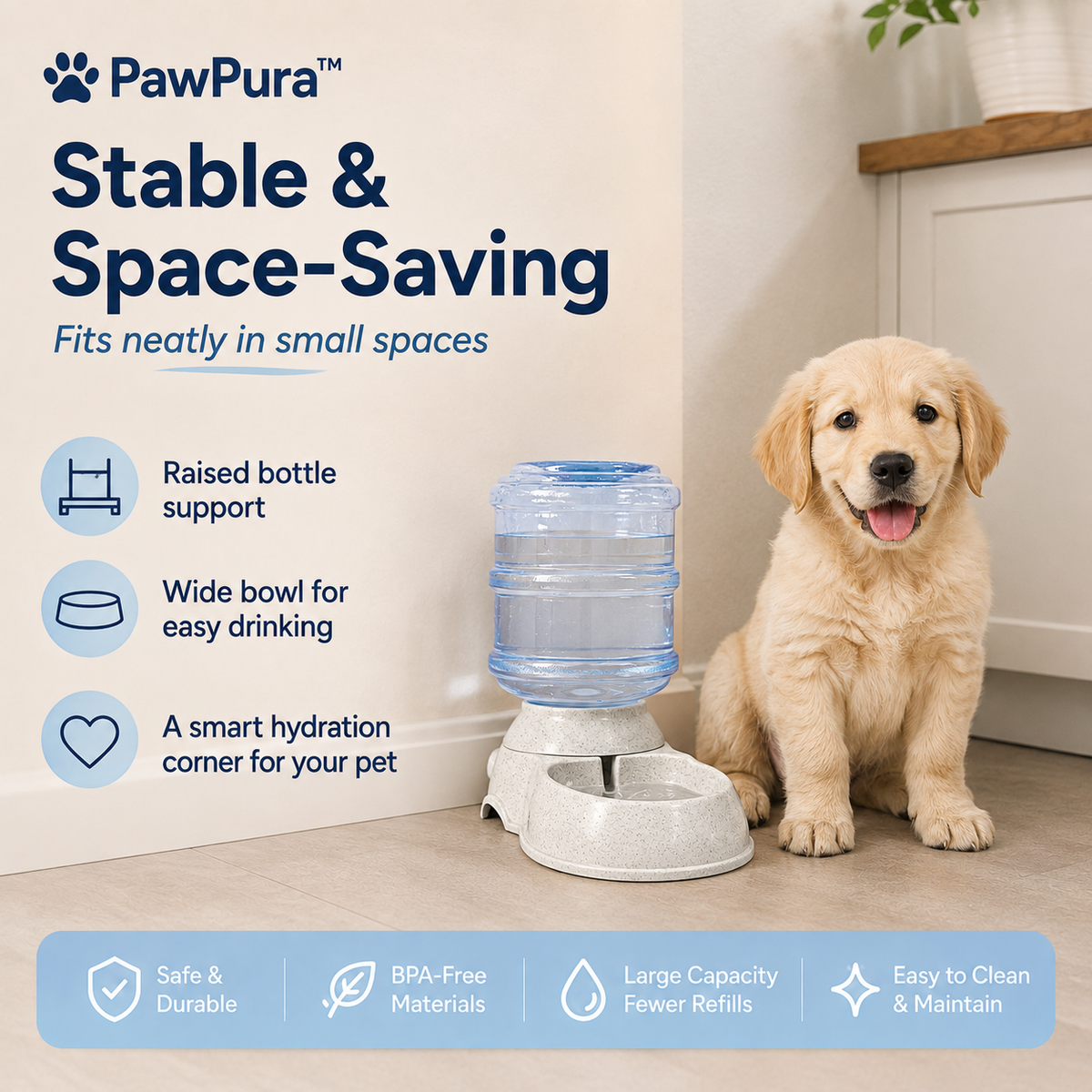 PawPura FreshFlow 3.5L Pet Water Dispenser – product photo