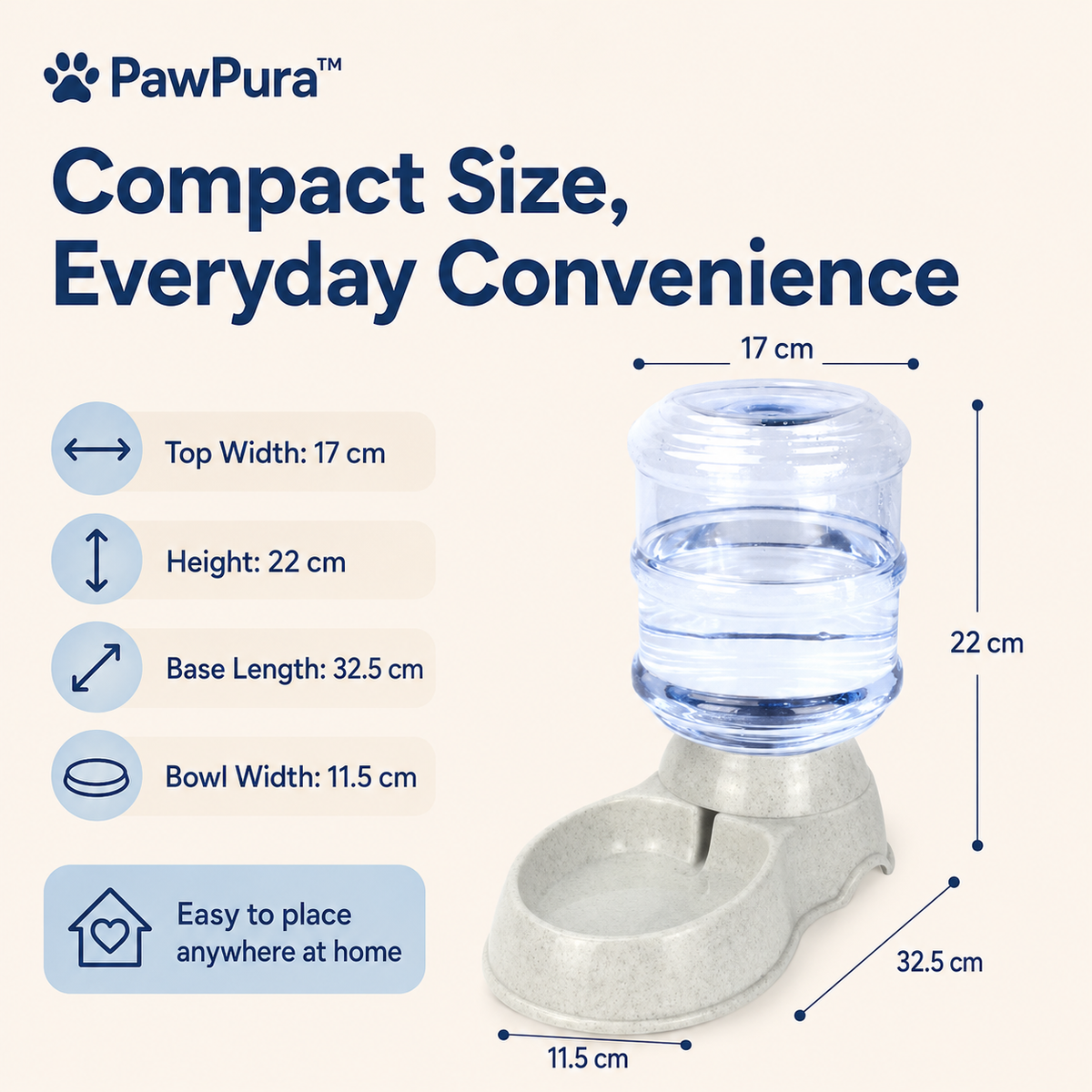 PawPura FreshFlow 3.5L Pet Water Dispenser – product photo